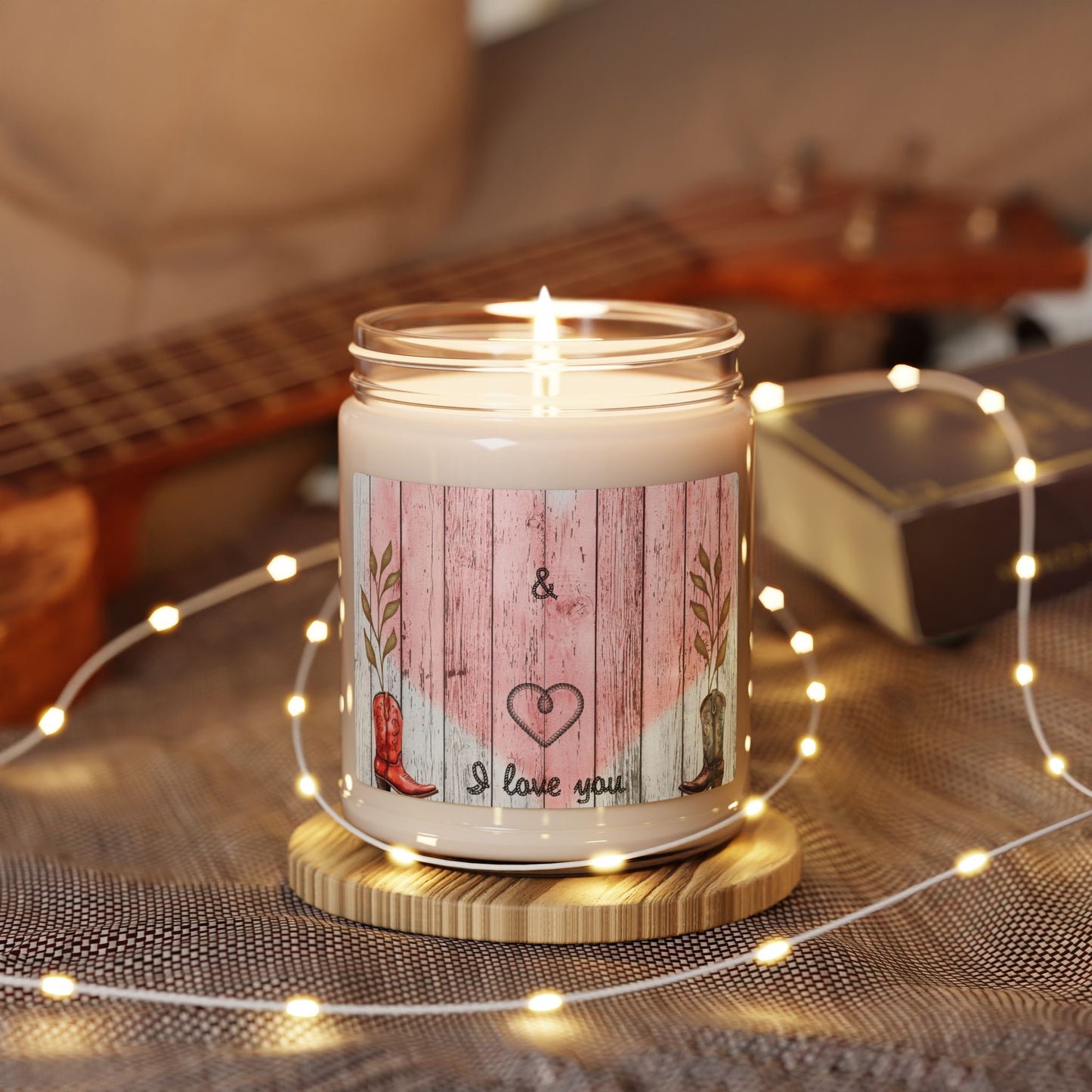 Country Western Fence I Love You Scented Soy Candle, 9oz