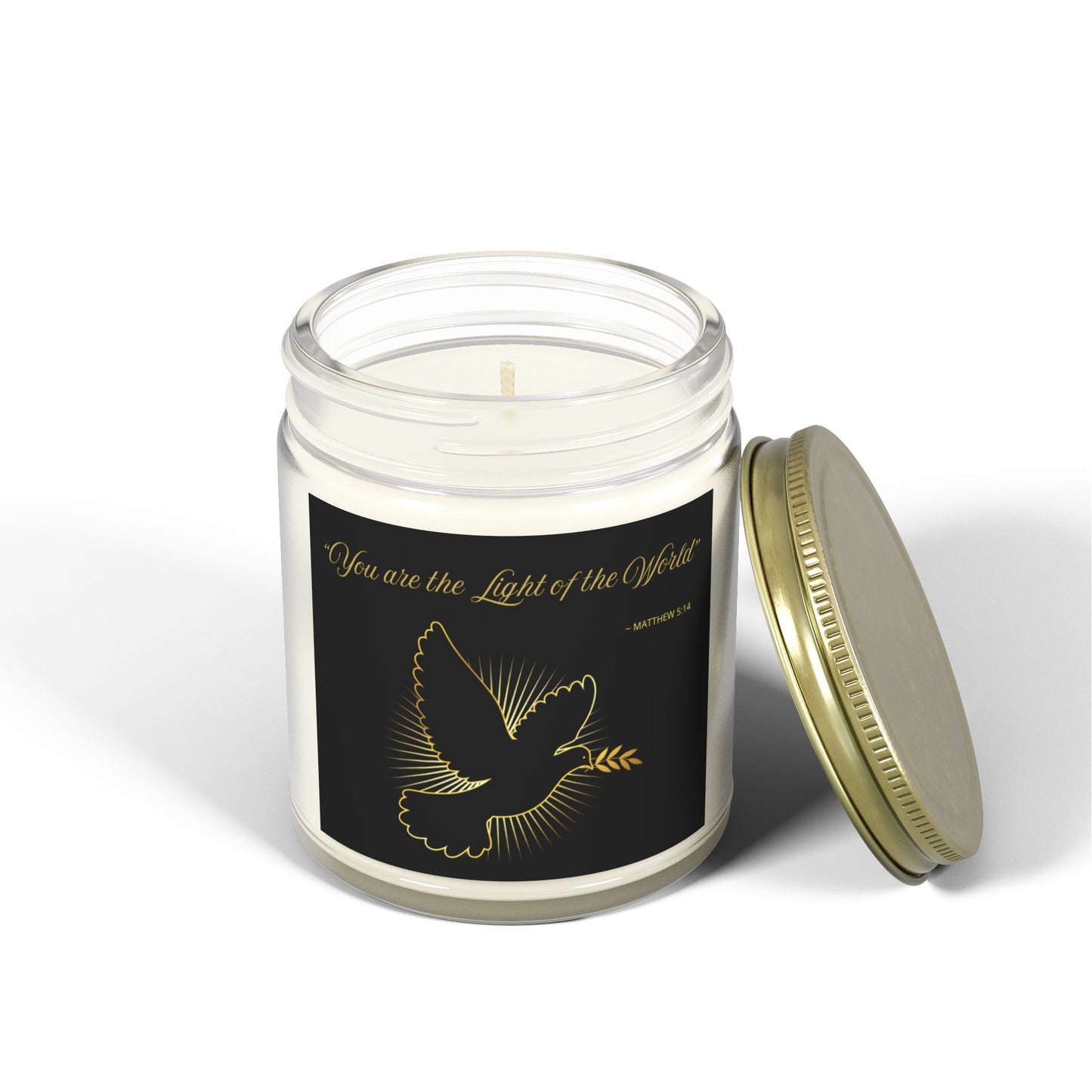 "You are the Light of the World" Scented Coconut Apricot Wax Candles, (9oz)