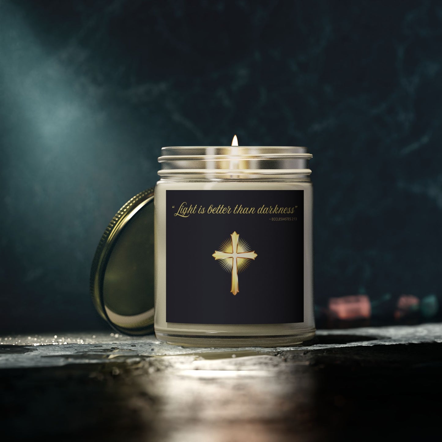 "Light is better then darkness" Scented Coconut Apricot Wax Candles, (9oz)
