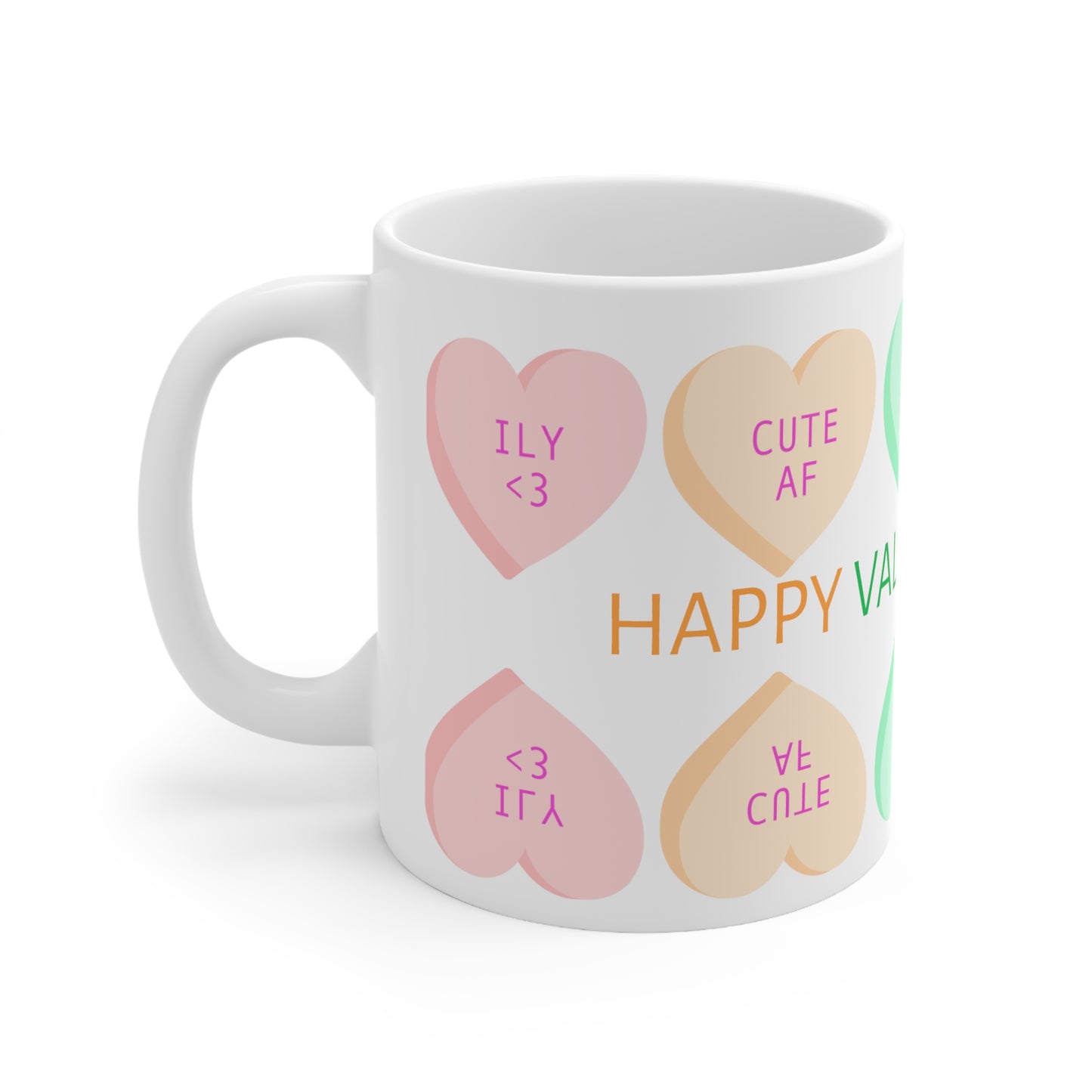 Candy Sweethearts Valentine's Day Coffee Mug White