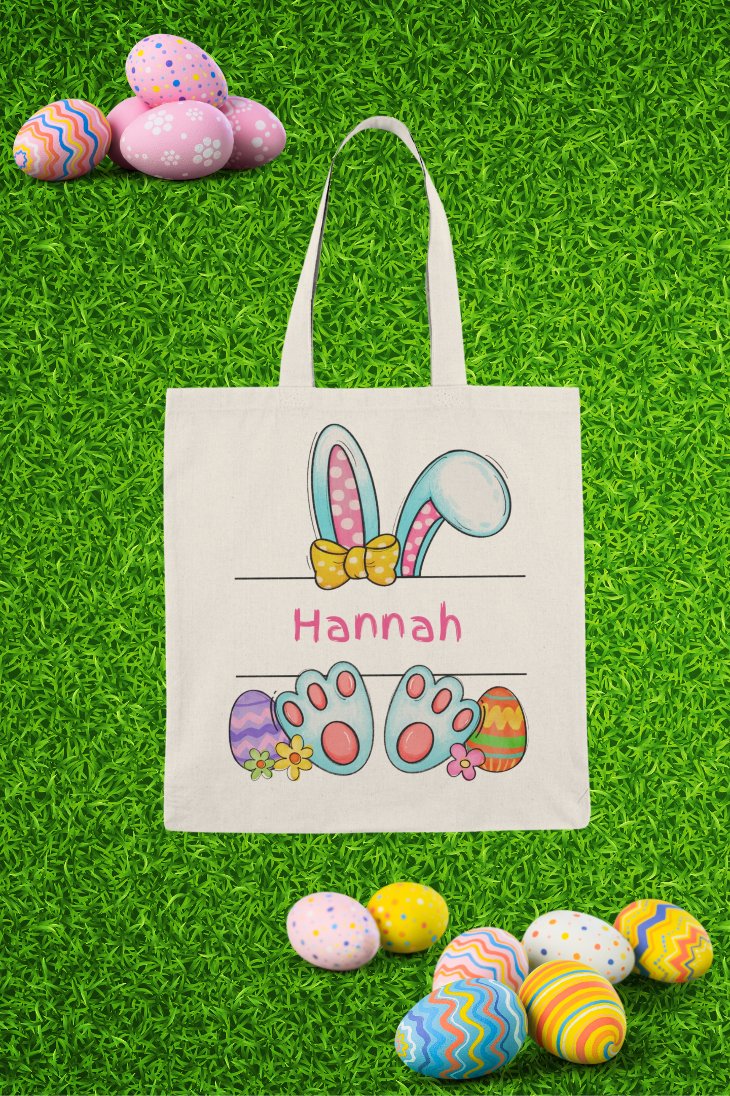 Personalized Pink Bunny Egg Hunting Bag