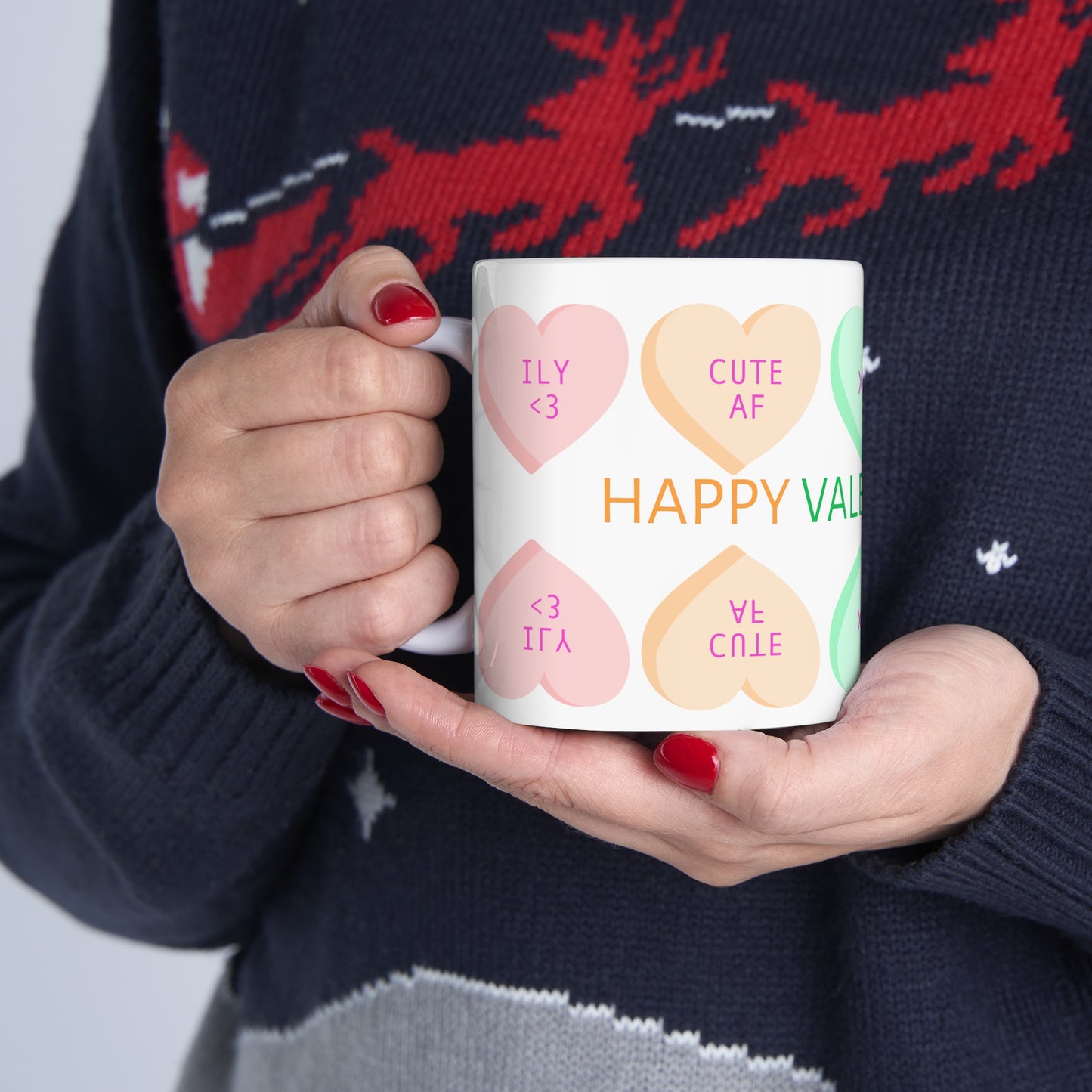 Candy Sweethearts Valentine's Day Coffee Mug White