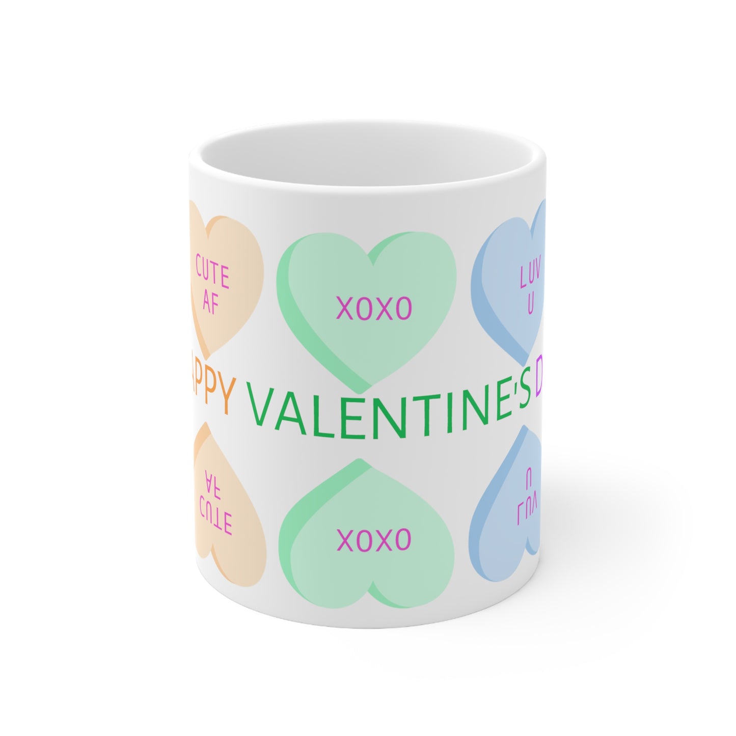 Candy Sweethearts Valentine's Day Coffee Mug White