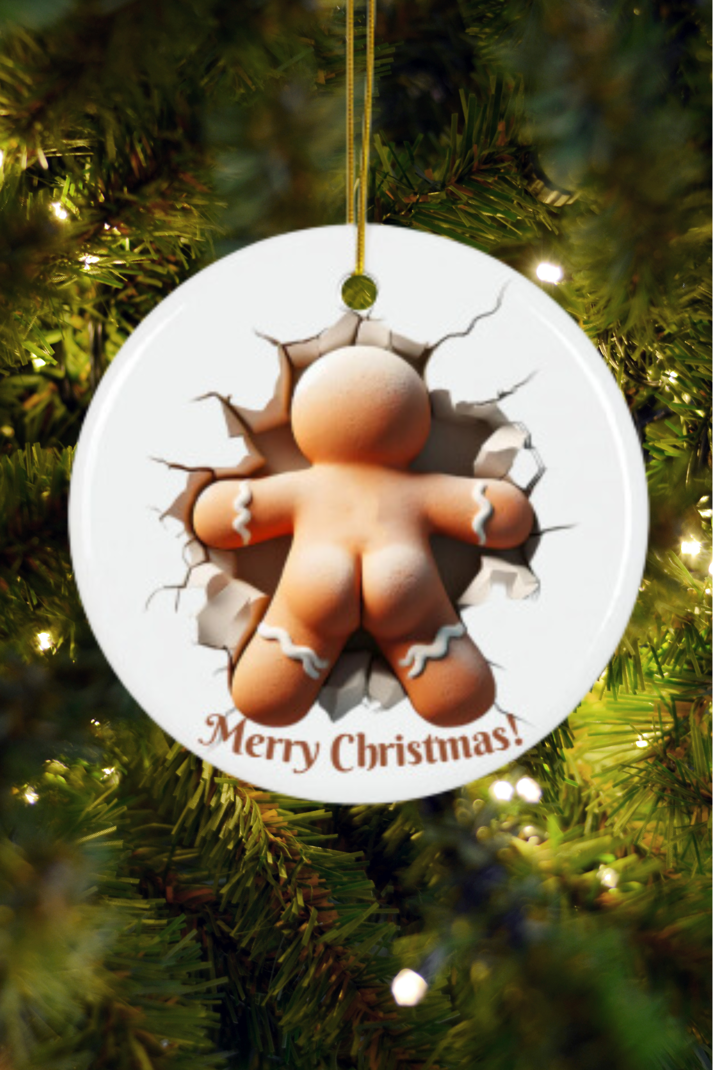 Gingerbread Man Decorative Ceramic Ornaments - Double-Sided Holiday Decor