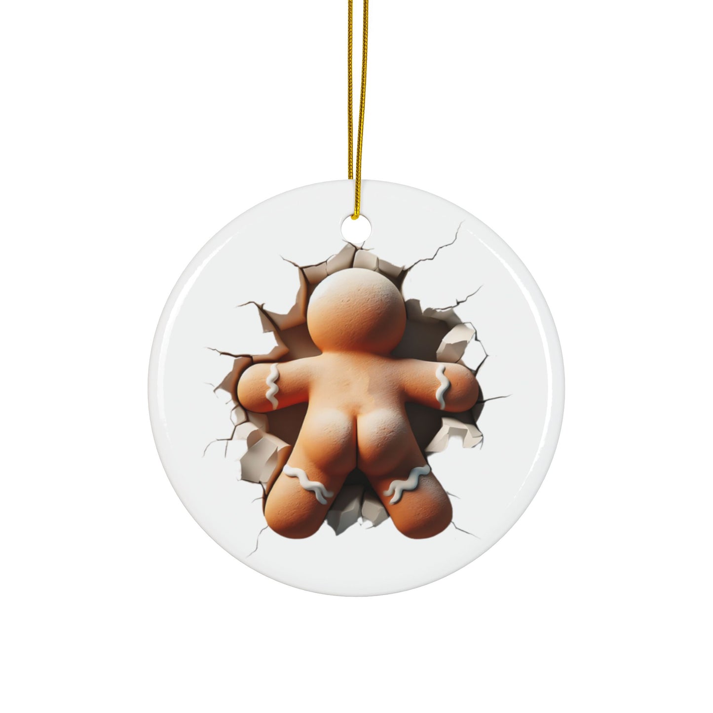 Gingerbread Man Decorative Ceramic Ornaments - Double-Sided Holiday Decor