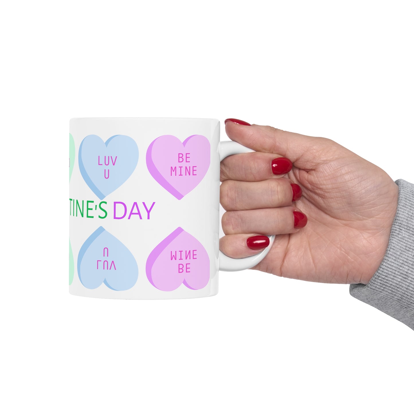 Candy Sweethearts Valentine's Day Coffee Mug White