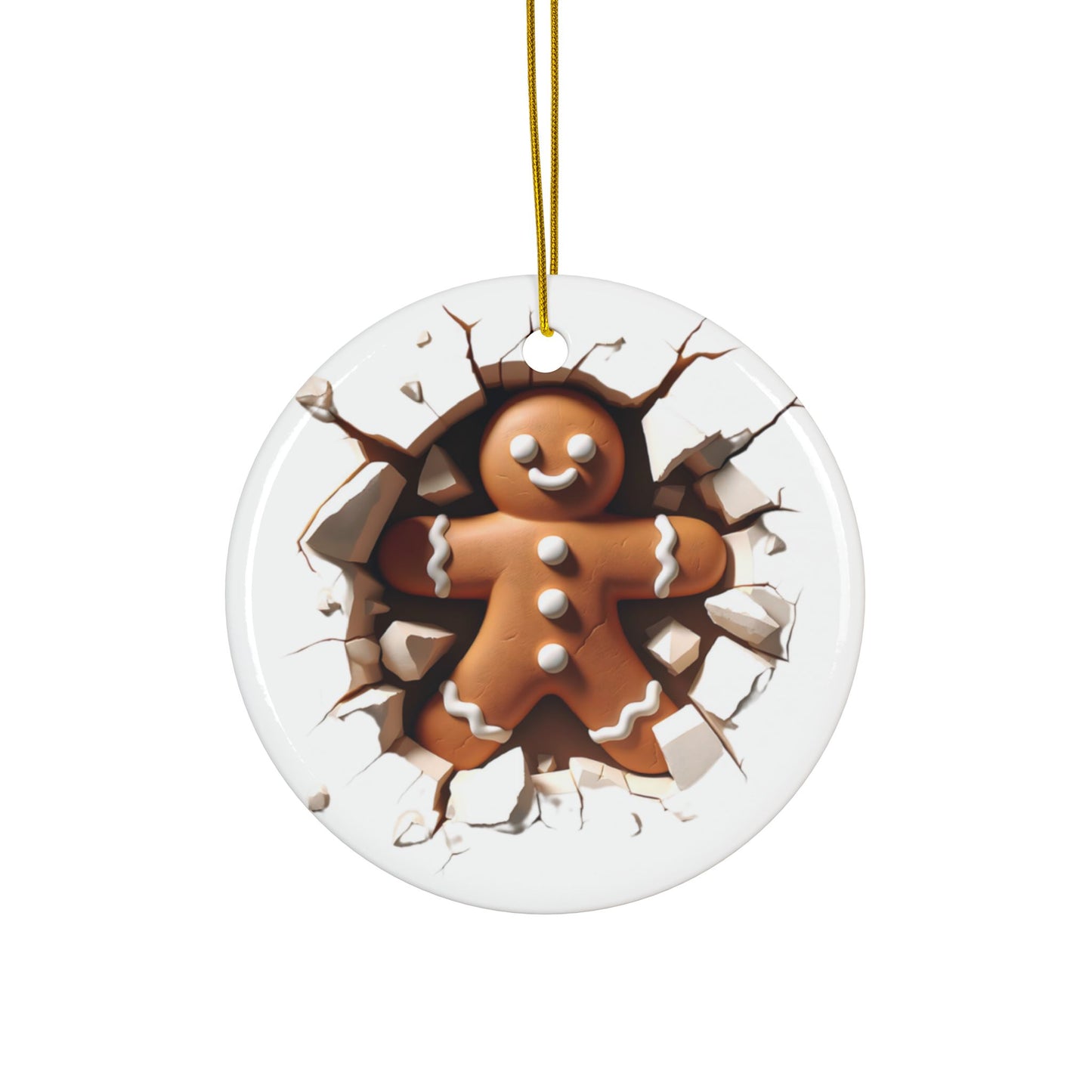Gingerbread Man Decorative Ceramic Ornaments - Double-Sided Holiday Decor