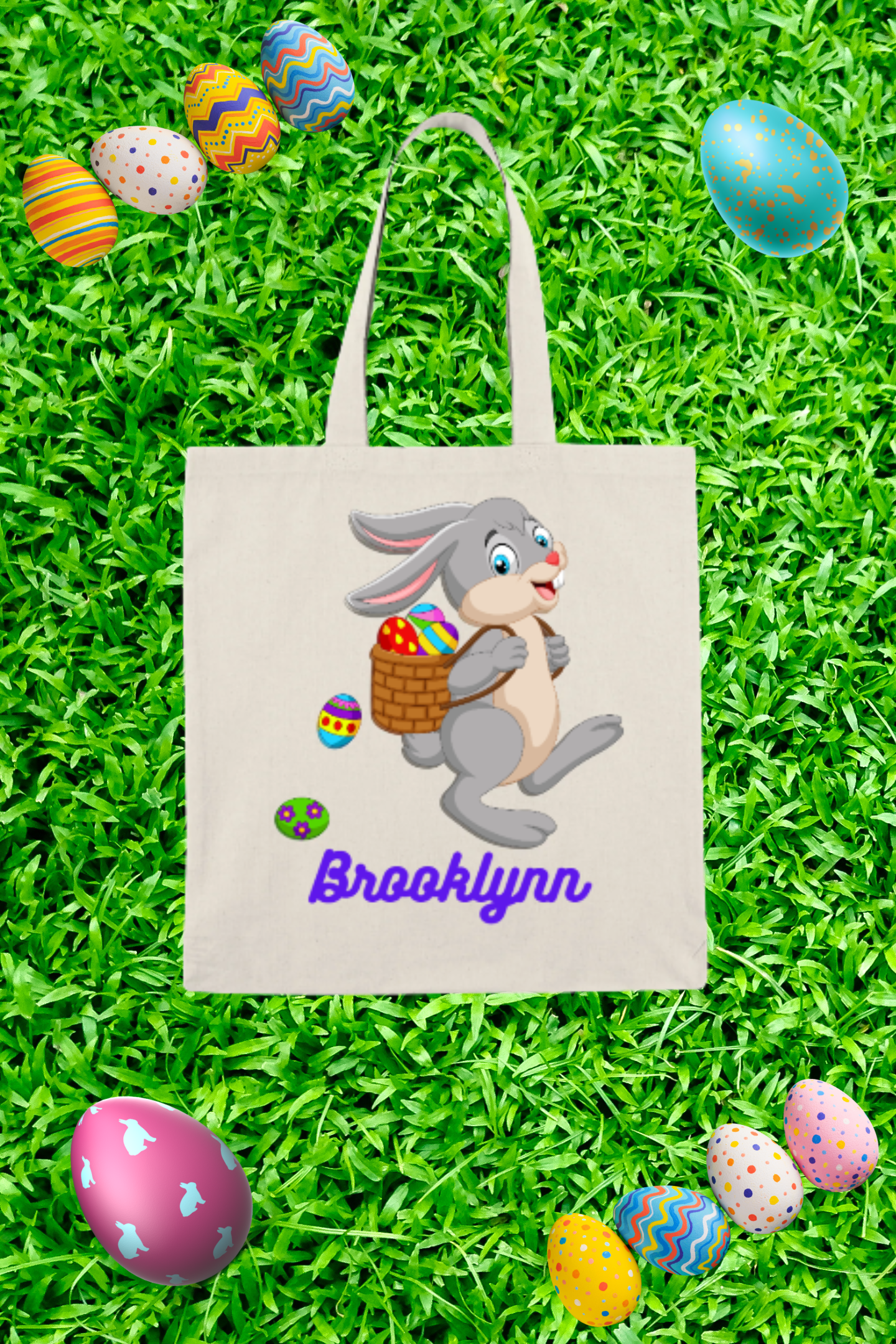 Easter Bunny Hunting Eggs Bag