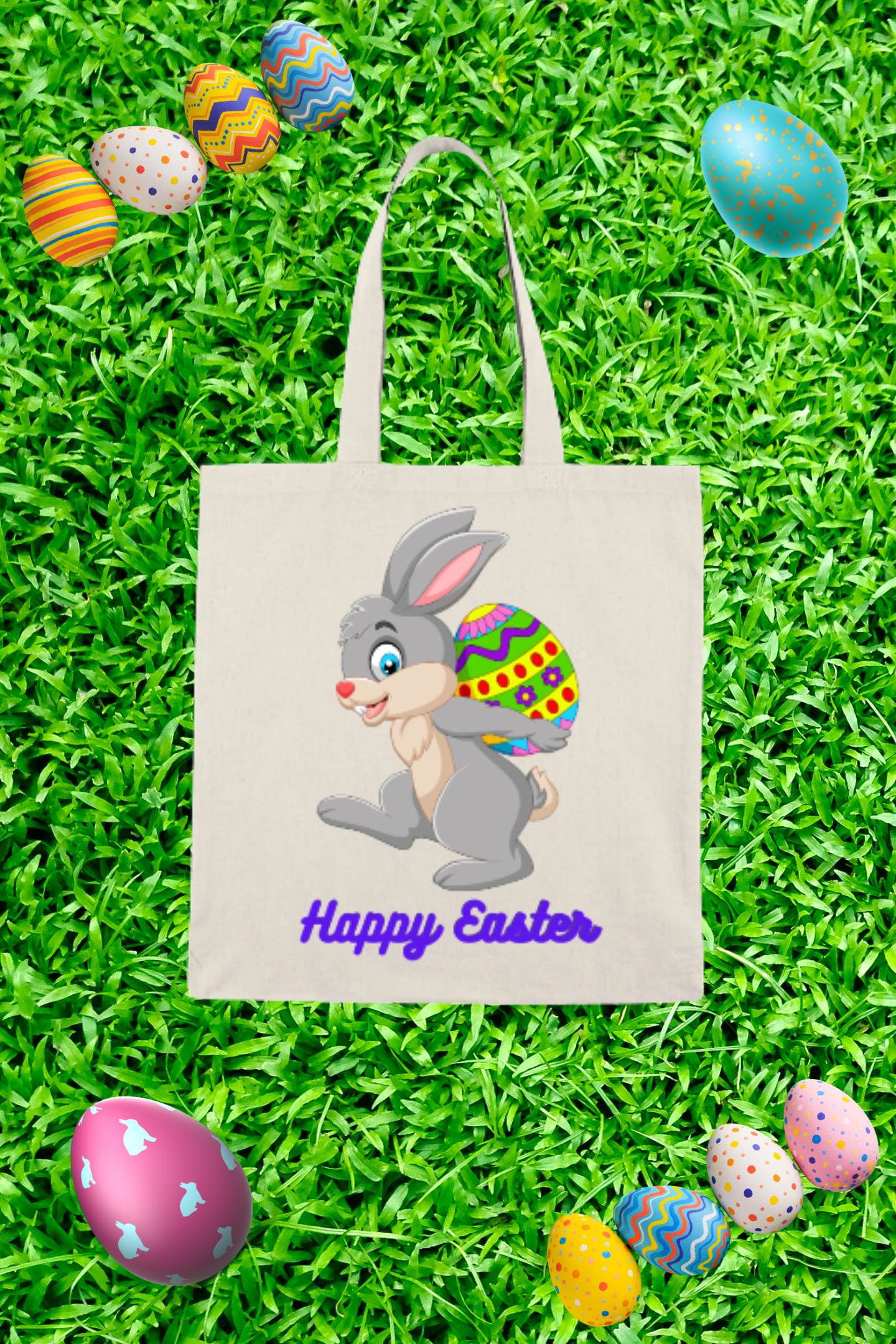 Easter Bunny Hunting Eggs Bag