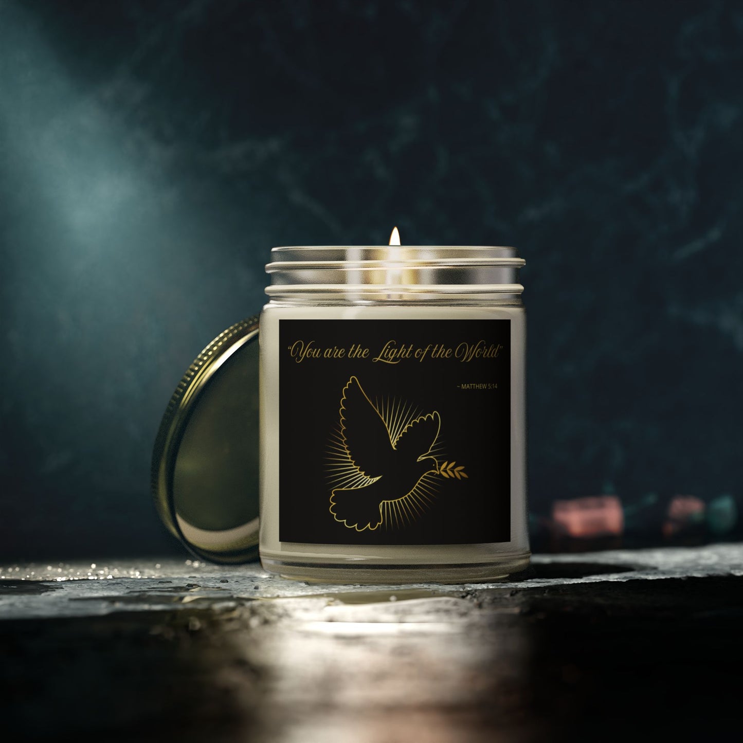 "You are the Light of the World" Scented Coconut Apricot Wax Candles, (9oz)