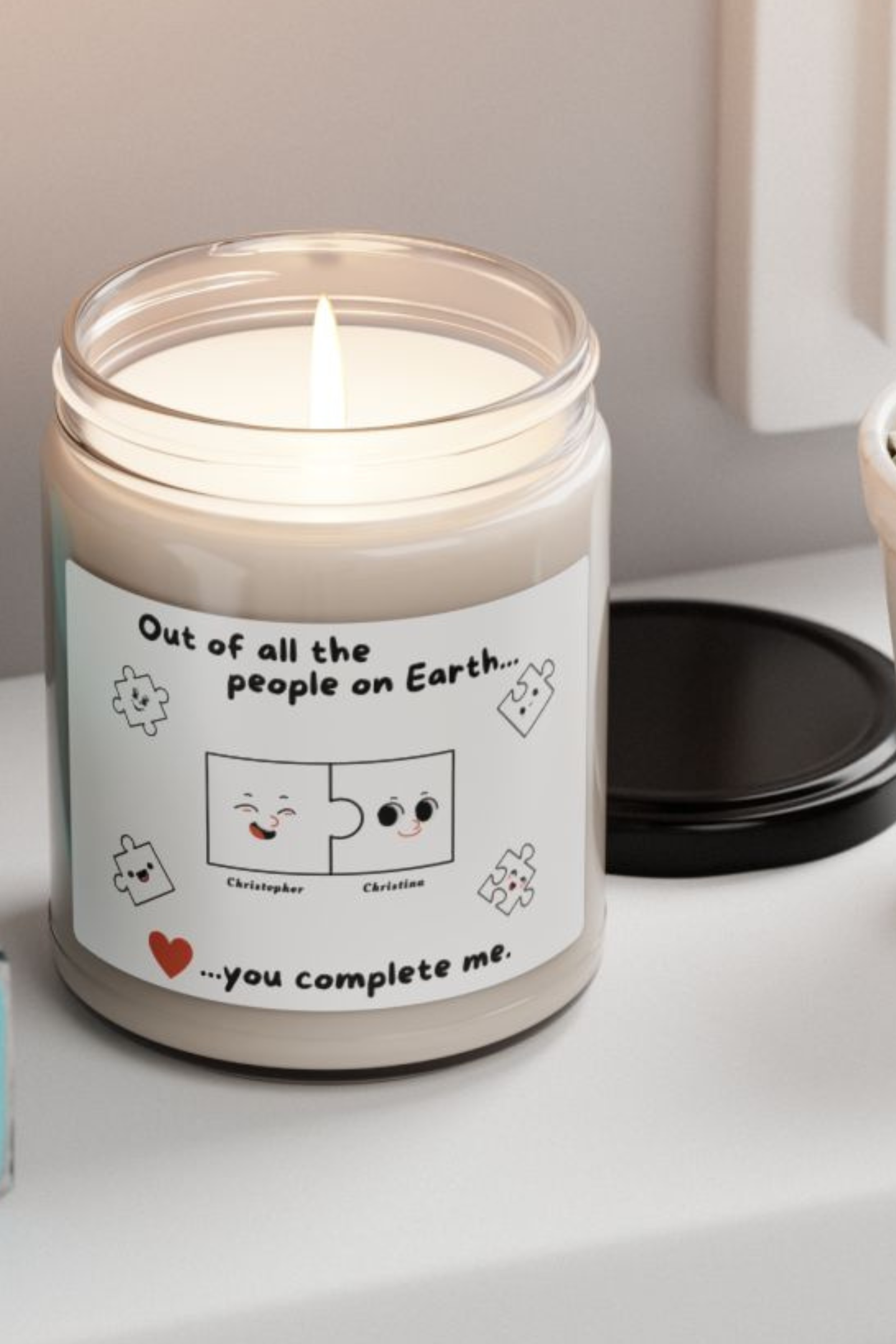 You Complete Me Jigsaw Piece Soy Candle, 9 oz.