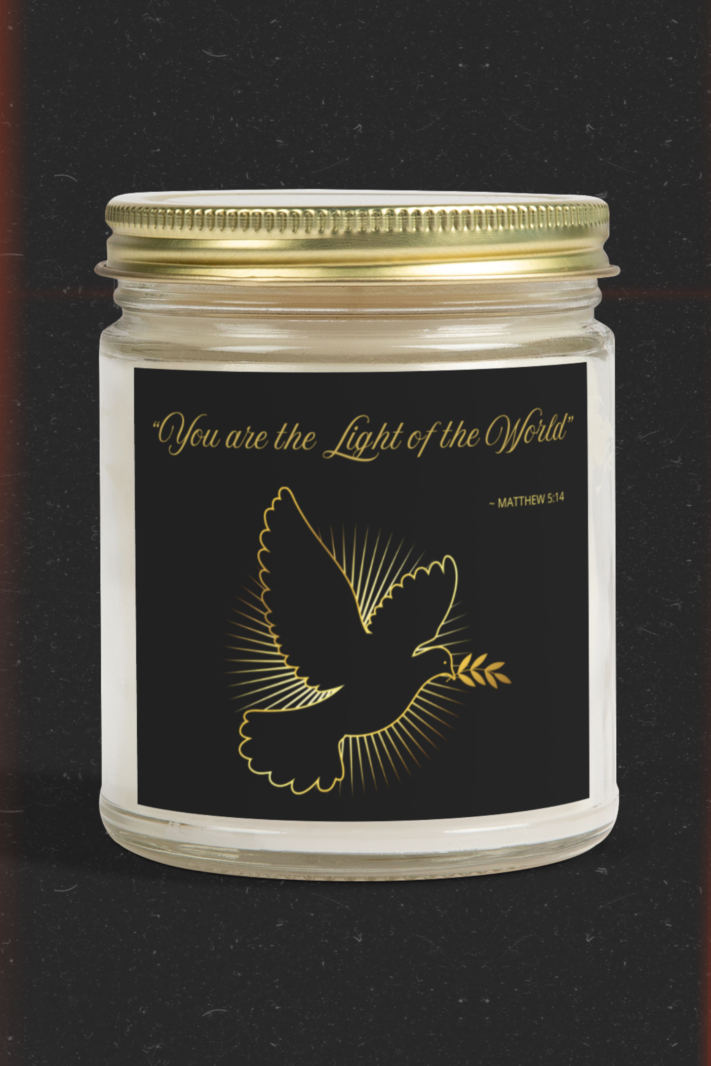 "You are the Light of the World" Scented Coconut Apricot Wax Candles, (9oz)
