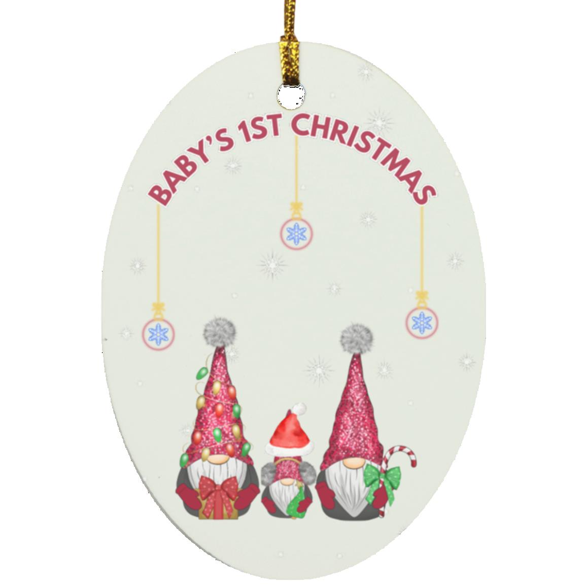 Baby's 1st Christmas Gnomes Oval Ornament