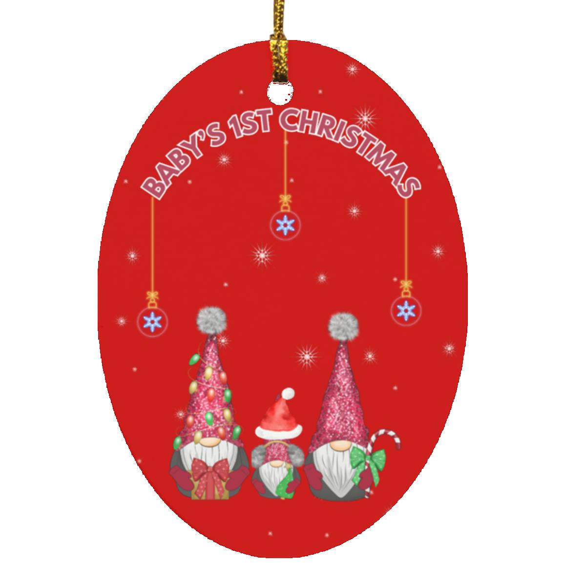 Baby's 1st Christmas Gnomes Oval Ornament