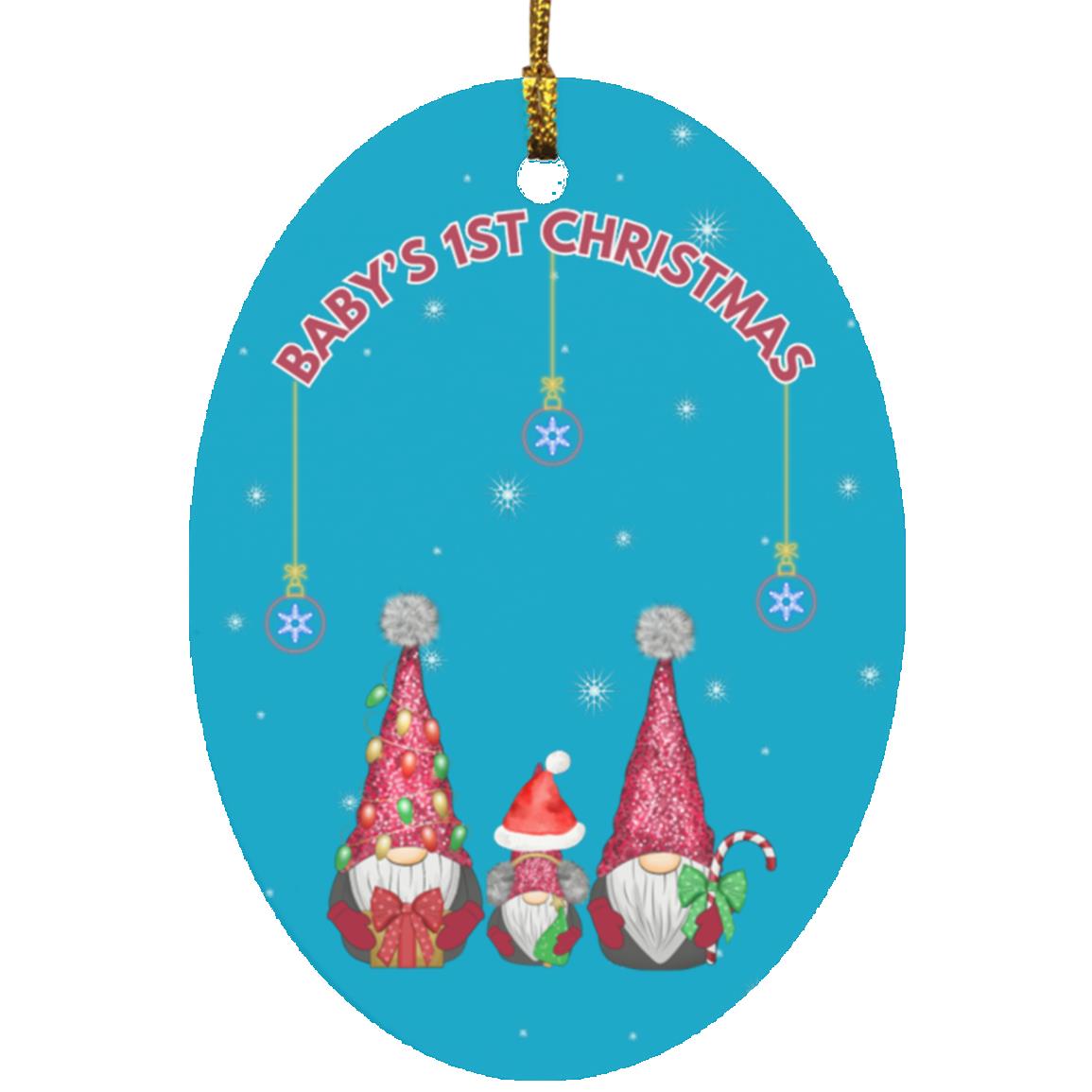Baby's 1st Christmas Gnomes Oval Ornament