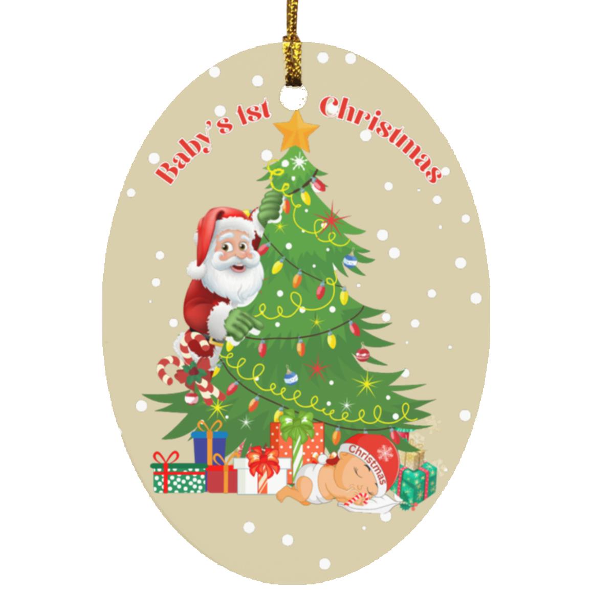 Baby 1st Christmas Santa Peeking Ornament