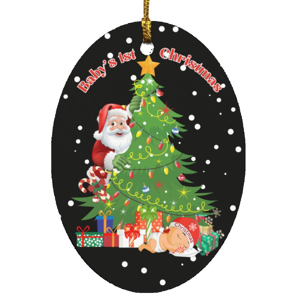 Baby 1st Christmas Santa Peeking Ornament