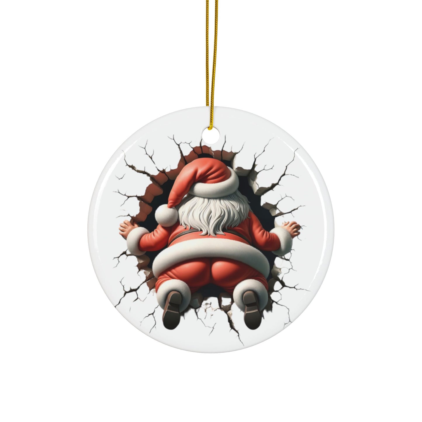 Fun Santa Decorative Ceramic Ornaments - Double-Sided Holiday Cheer