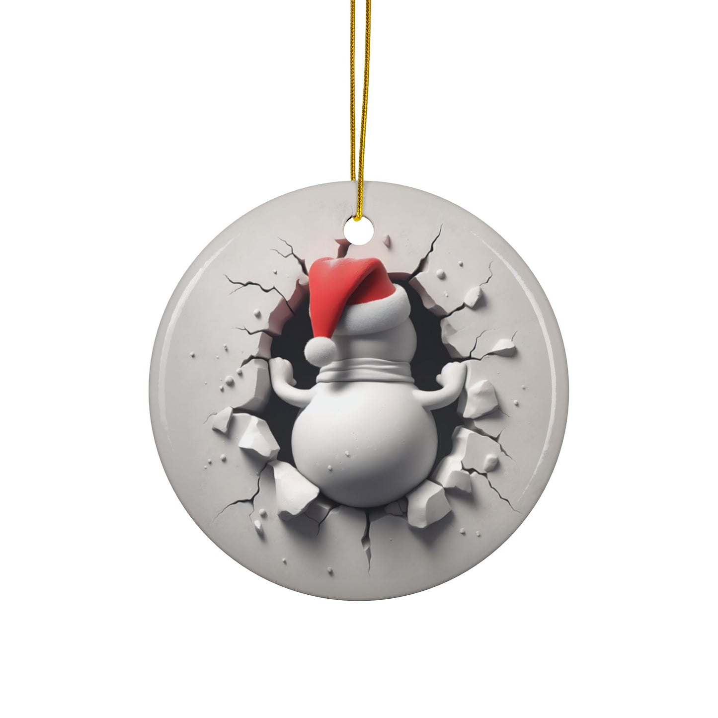 Busting out of the North Pole Ceramic Ornament