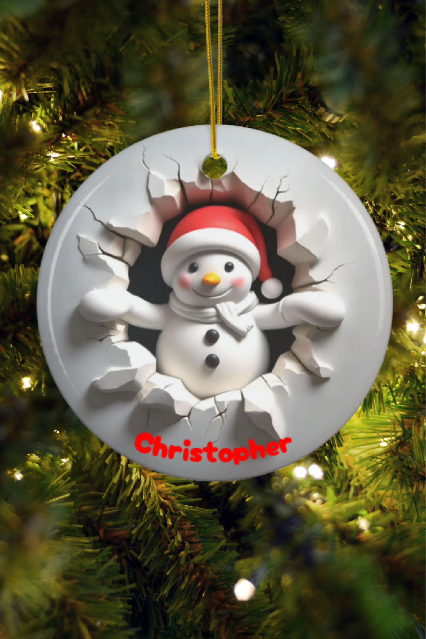 Busting out of the North Pole Ceramic Ornament