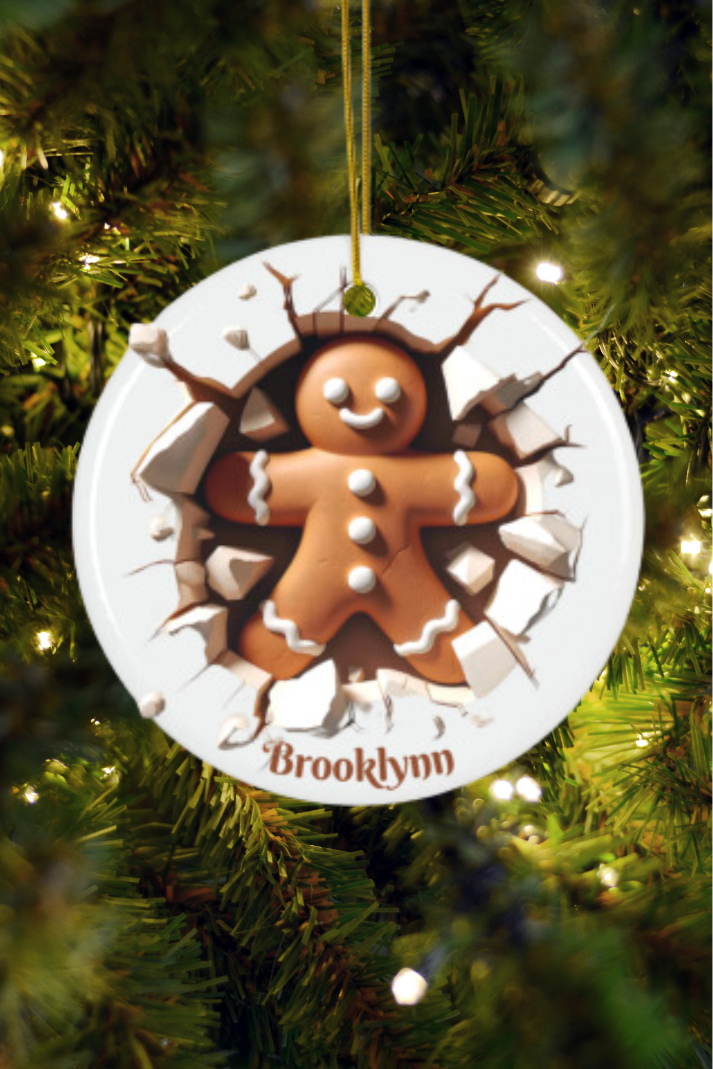 Gingerbread Man Decorative Ceramic Ornaments - Double-Sided Holiday Decor