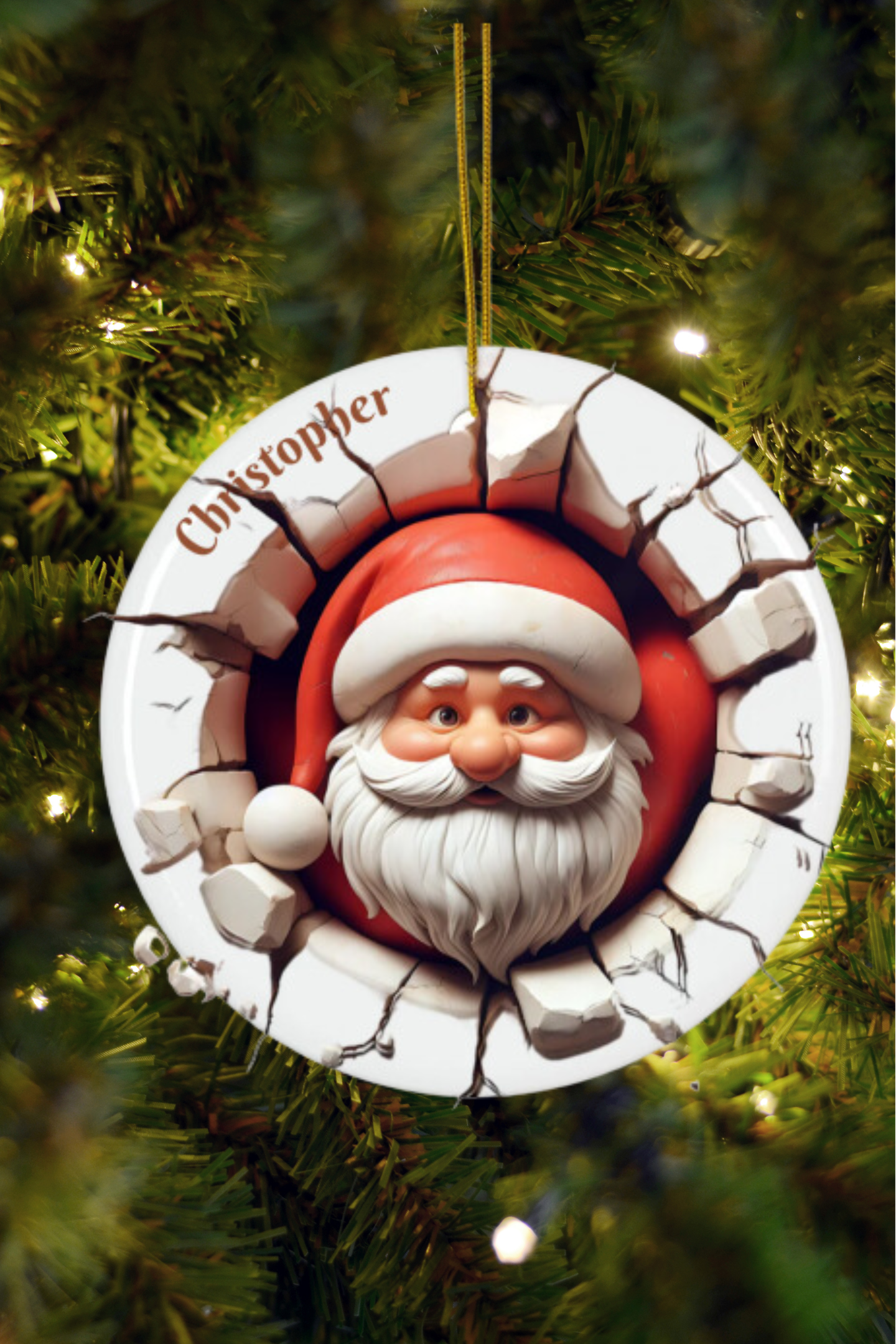 Fun Santa Decorative Ceramic Ornaments - Double-Sided Holiday Cheer