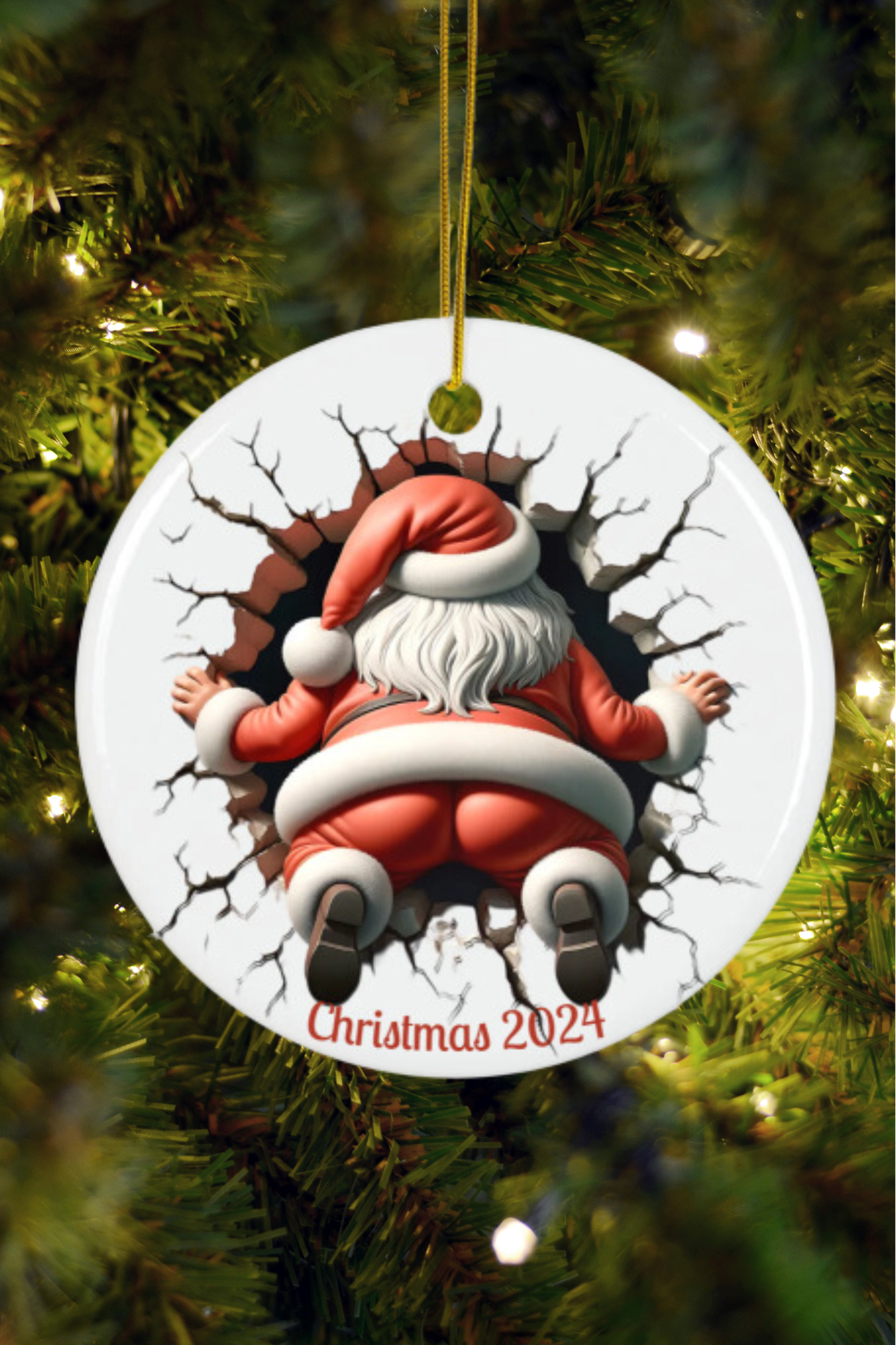 Fun Santa Decorative Ceramic Ornaments - Double-Sided Holiday Cheer