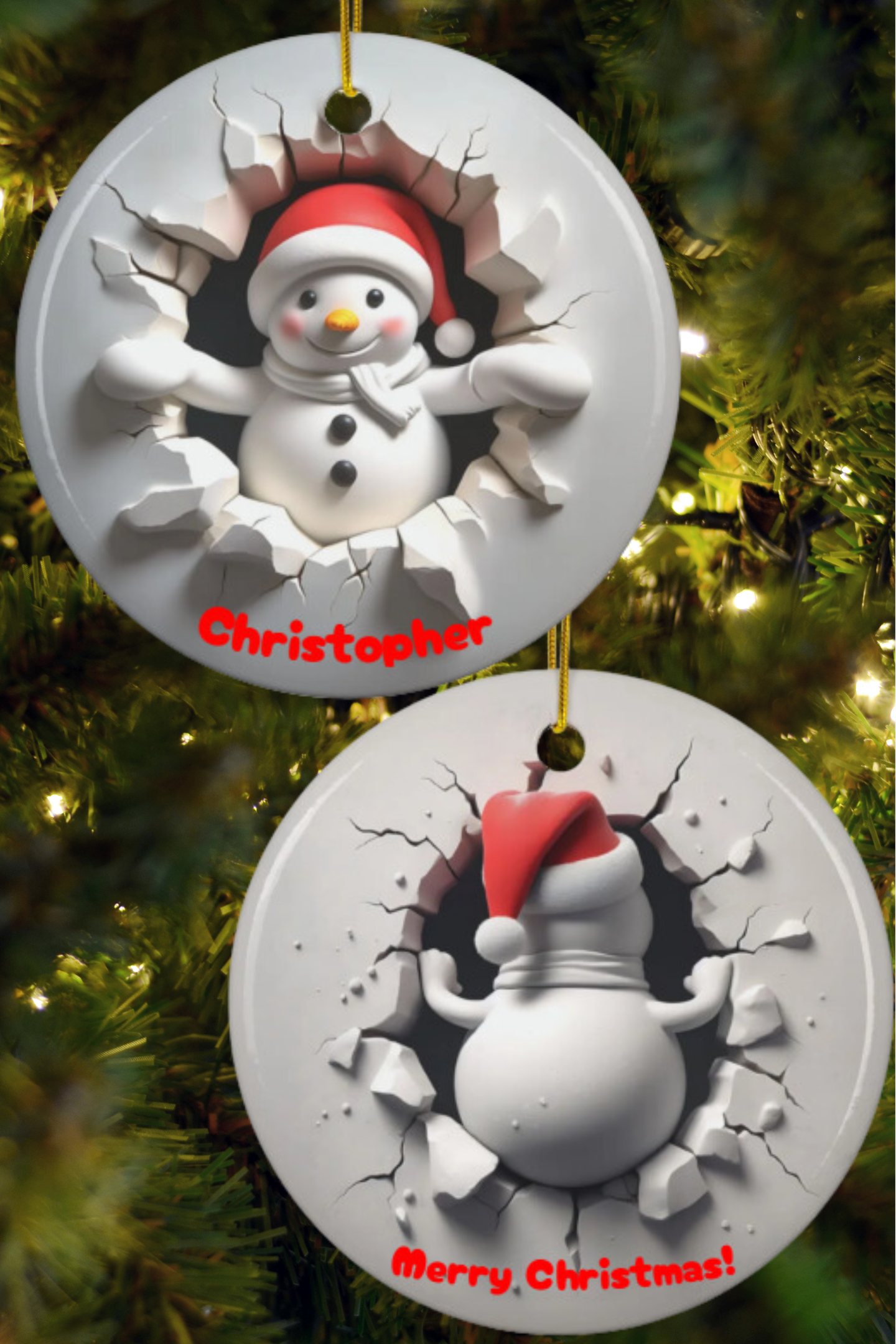 Busting out of the North Pole Ceramic Ornament