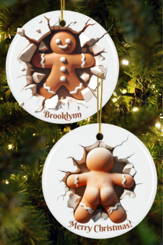 Gingerbread Man Decorative Ceramic Ornaments - Double-Sided Holiday Decor