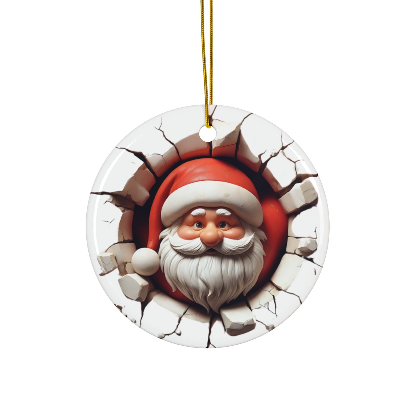 Fun Santa Decorative Ceramic Ornaments - Double-Sided Holiday Cheer