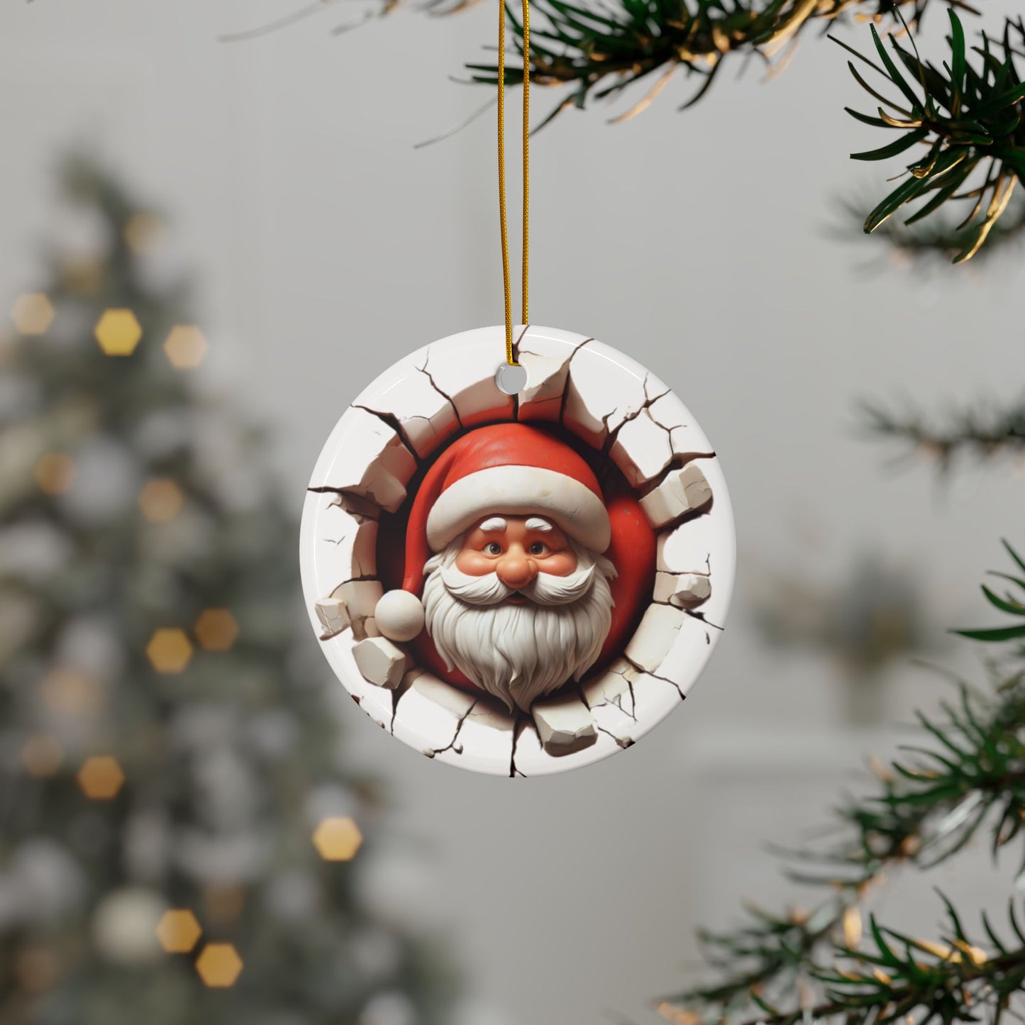 Fun Santa Decorative Ceramic Ornaments - Double-Sided Holiday Cheer