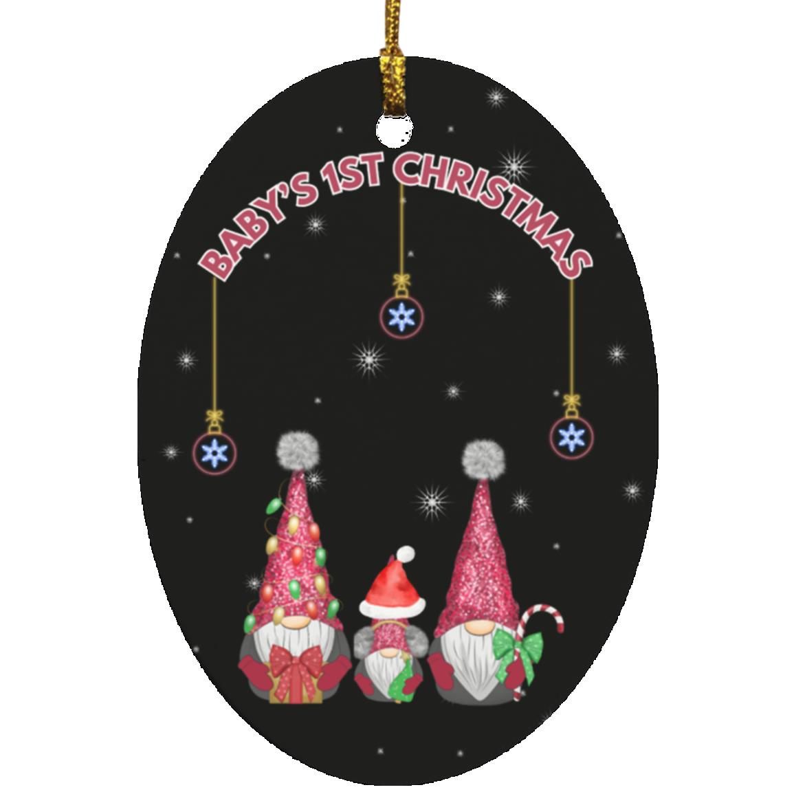 Baby's 1st Christmas Gnomes Oval Ornament