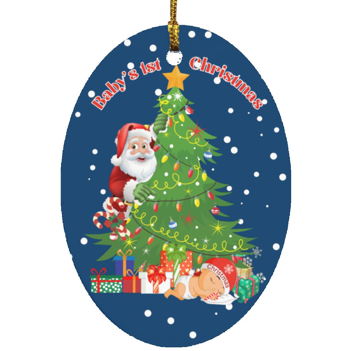 Baby 1st Christmas Santa Peeking Ornament