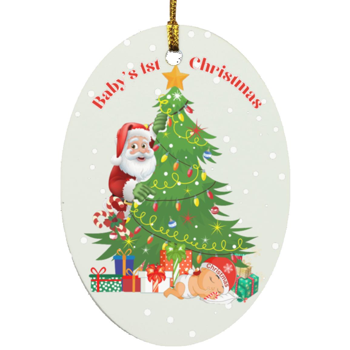 Baby 1st Christmas Santa Peeking Ornament