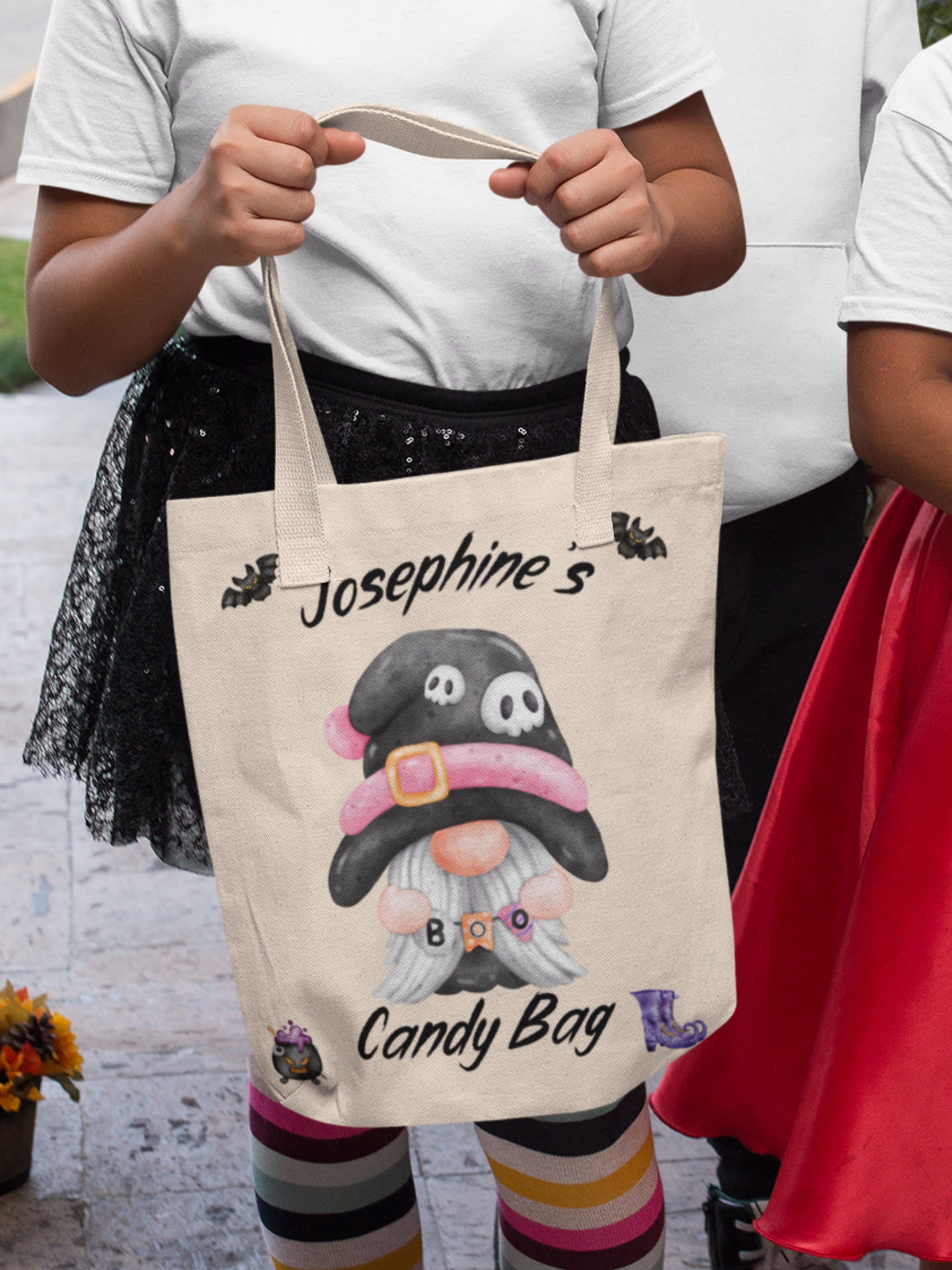 Boo Crew Black Gnome Personalized Trick of Treat Bag